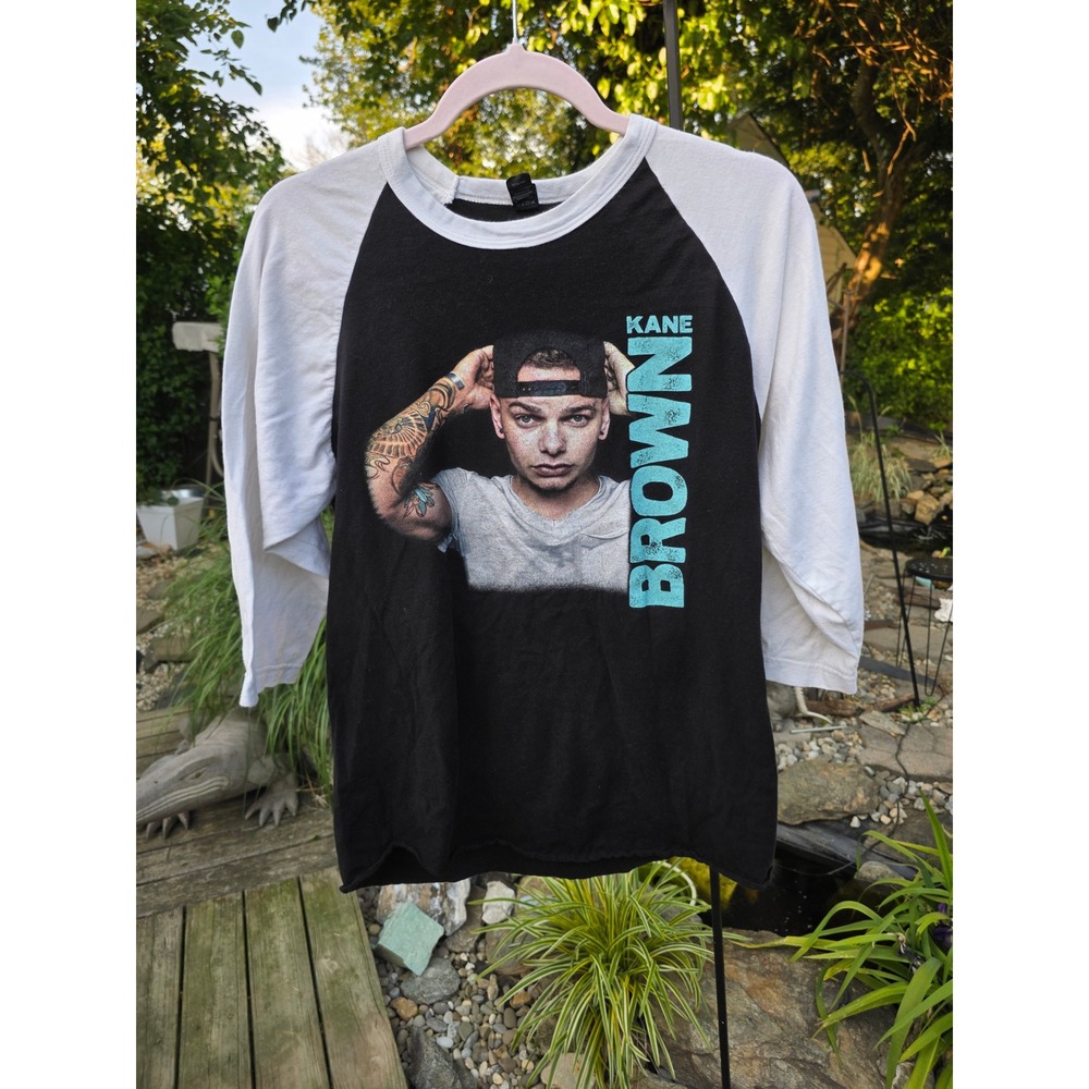 Kane Brown Concert Tour Baseball Tee Shirt Black White 3/4 Sleeve Tultex Medium